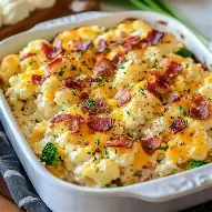 Cauliflower & Broccoli Casserole with Smoky Bacon