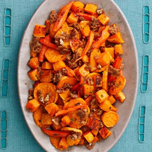 Roasted Vegetables with Pecan Nut Crumble